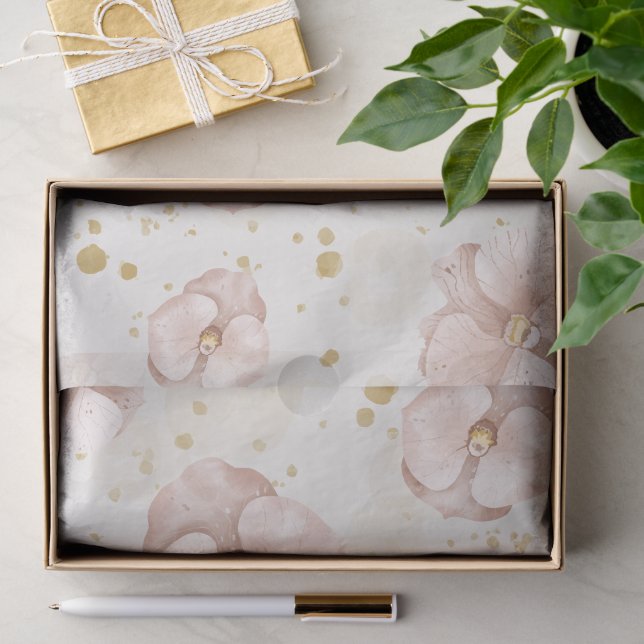 Rustic Blush & Gold Floral Boho Gift Paper Seidenpapier (Geschenk)