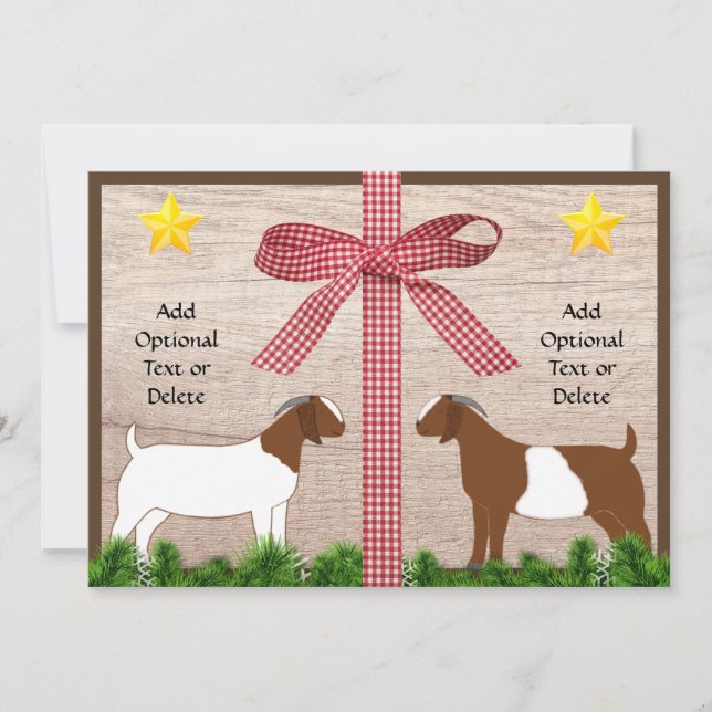 Rustic Boer Goat Christmas Gruß Feiertagskarte (Vorderseite)