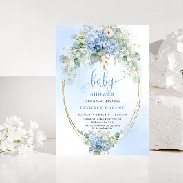 Rustic Bohemian Blue Hydrangeas Baby Shower Invite Einladung