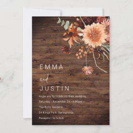 Rustic Bohemian Floral All Seasons Wedding Einladung