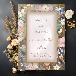 Rustic Boho Abalone Floral Wedding Einladung