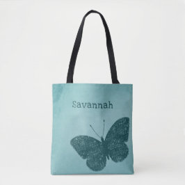 Rustic Boho Aquamarin Green Butterfly Tasche