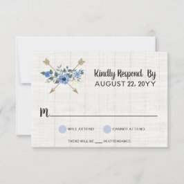 Rustic Boho Arrows Watercolor Floral Wedding RSVP Karte