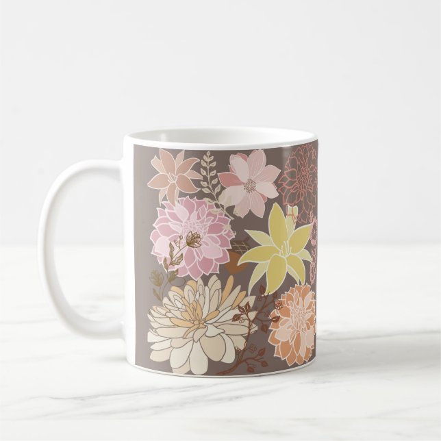 Rustic Boho Asphalt Floral Pattern  Kaffeetasse (Links)