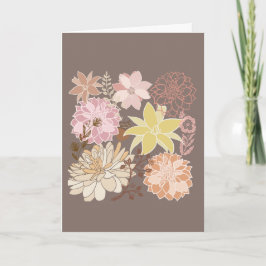 Rustic Boho Asphalt Floral Pattern  Karte