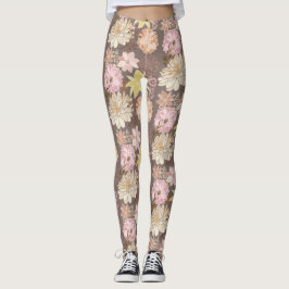 Rustic Boho Asphalt Floral Pattern  Leggings