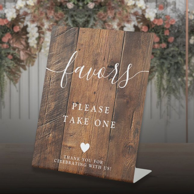 Rustic Boho Barn Wood Favorits Sockelschild (Rustic Boho Barn Wood Favors Pedestal Sign)