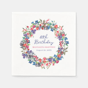 Rustic Boho Berry Summer Custom 80. Geburtstag Serviette