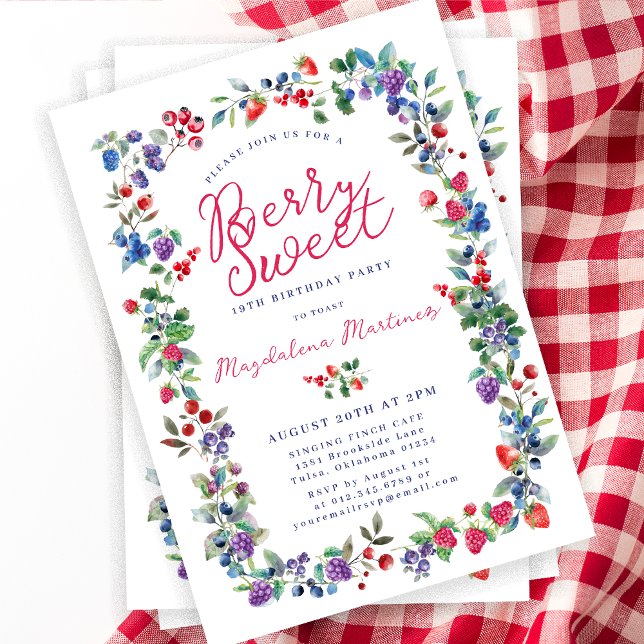Rustic Boho Berry Sweet Summer 19. Geburtstag Einladung (Von Creator hochgeladen)