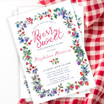 Rustic Boho Berry Sweet Summer 40. Geburtstag Einladung<br><div class="desc">Pünktlich zum Sommer 2024 präsentiert sich unsere brandneue Summer Berry Bliss Kollektion. Rot, Weiß und Blau Ameriana trifft Boho Chic. Erdbeeren, Himbeeren und Heidelbeeren auf weißem Hintergrund schaffen ein patriotisches Ambiente in diesem Beerenbotanischen Design. Berry Sweet ist in einem spielerischen und lässigen roten Drehbuch geschrieben, das mit dem Namen des...</div>