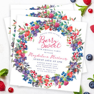 Rustic Boho Berry Sweet Summer 70. Geburtstag Einladung