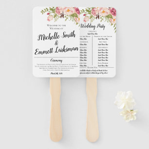 Rustic Boho Bloral Script Hochzeitszeremonie Orden Fächer