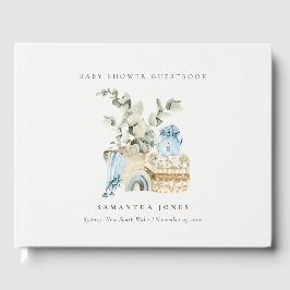 Rustic Boho Blue Kinderzimmer Foliage Boy Baby Dus Gästebuch