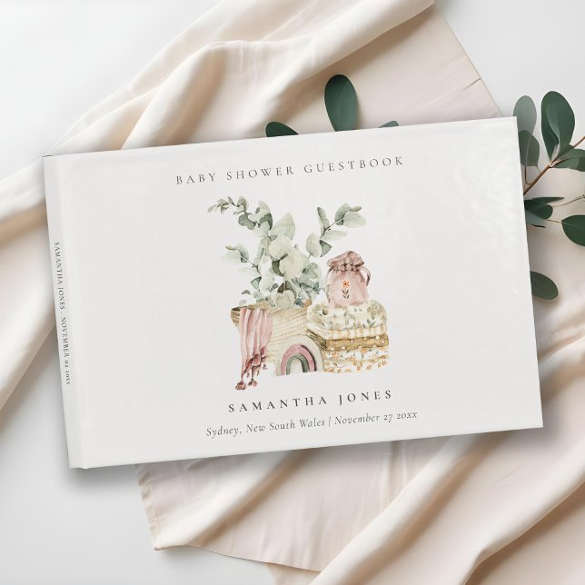 Rustic Boho Blush Kinderzimmer Foliage Girl Babydu Gästebuch (Von Creator hochgeladen)