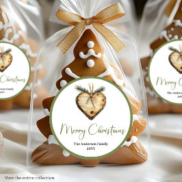 Rustic Boho Botanical Holiday Gift Tag Round Label Runder Aufkleber