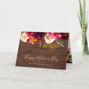 Rustic Boho Burgundy Floral   Fröhlicher Muttertag Karte