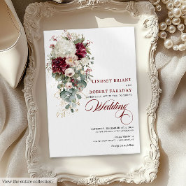 Rustic Boho Burgundy White Wedding Einladungskarte