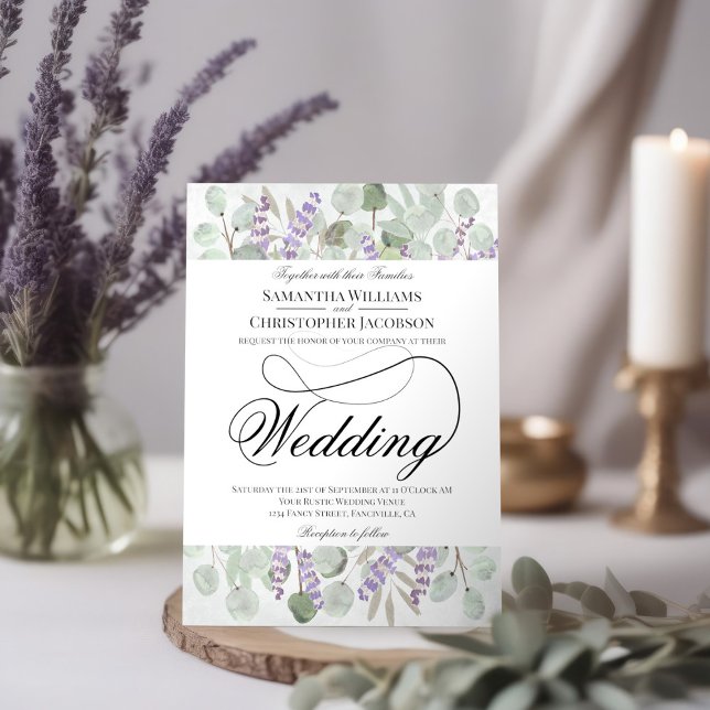 Rustic Boho Chic Eucalyptus & Lavender Wedding Einladung (Von Creator hochgeladen)