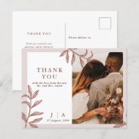 Rustic Boho Chic Foto Wedding Danke Postcard
