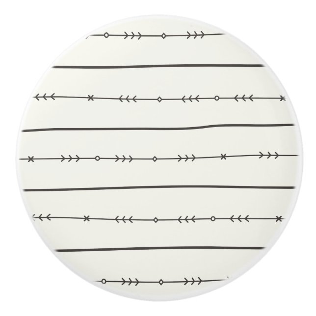 Rustic Boho Chic Trendy Modern Arrow Elfenbeinküst Keramikknauf (Vorderseite)