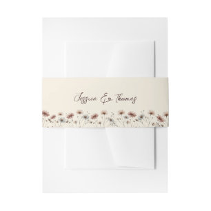Rustic Boho Chic Wildblumen Cream Wedding Einladungsbanderole
