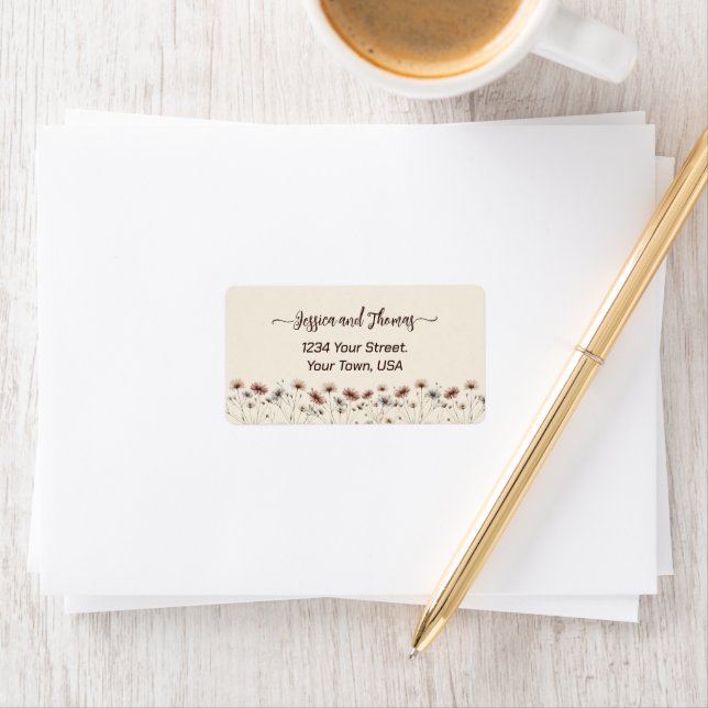 Rustic Boho Chic Wildblumen Hochzeitadresse Adressaufkleber (Insitu)