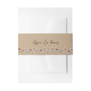 Rustic Boho Chic Wildblumen Mocha Tan Wedding Einladungsbanderole