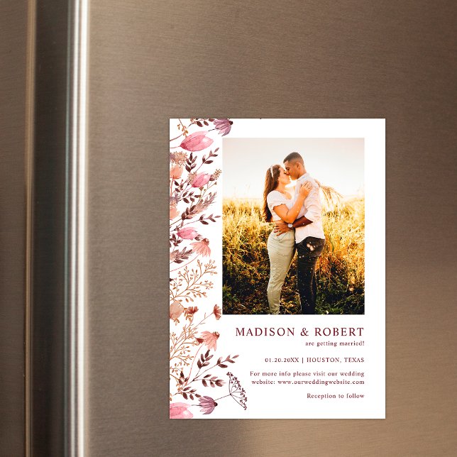 Rustic Boho Chic Wildflower Photo Save The Date Magneteinladung (Von Creator hochgeladen)