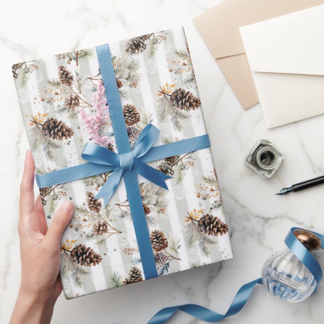 Rustic Boho Christmas Pine Farmhouse Pattern  Geschenkpapier (Schenken)