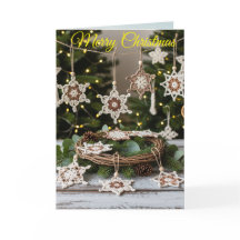 Rustic Boho Crochet Snowflake Weihnachten Gruß