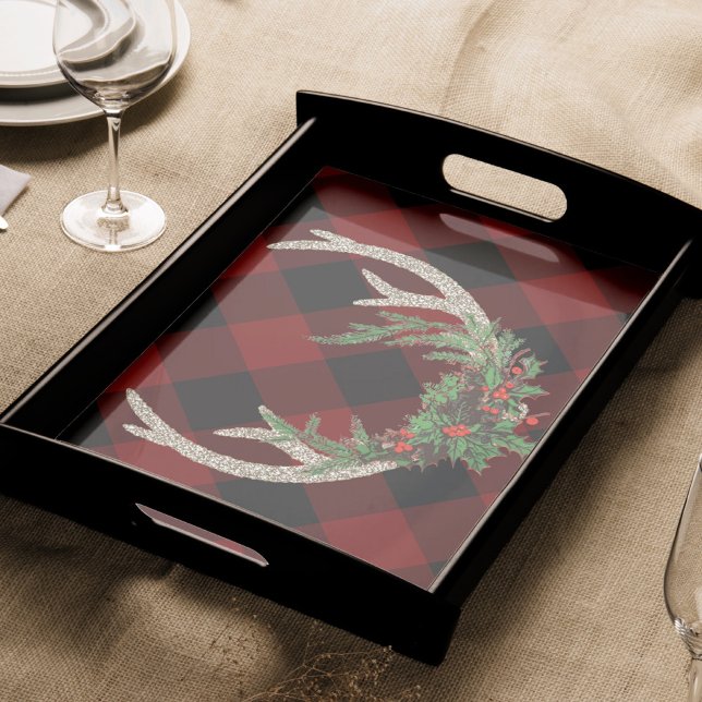 Rustic Boho Deer Antlers | Christmas Kariert Flora Seidenpapier (Von Creator hochgeladen)