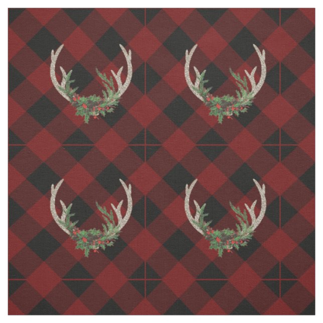 Rustic Boho Deer Antlers | Christmas Kariert Flora Stoff (Muster)