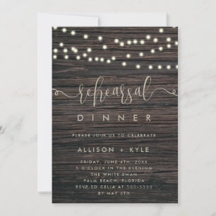 Rustic Boho Dîner de répétition Bois Invitation