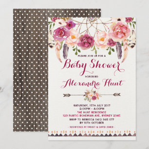 Rustic Boho Dreamcatcher Baby shower Invitation