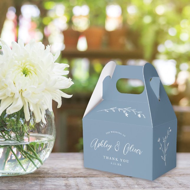 Rustic Boho Dusty Blue Wildblume Wedding Geschenkschachtel (Von Creator hochgeladen)