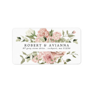 Rustic Boho Dusty Pink Rose Floral Address Label Adressaufkleber