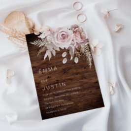 Rustic Boho Dusty Rose Blush Floral Wedding Einladung