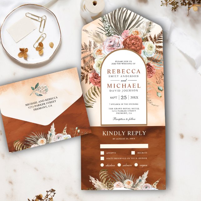Rustic Boho Earthy Floral Arch All In One Einladung (Von Creator hochgeladen)