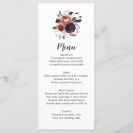 Rustic Boho Eggplant Lila Butter Rum Menu Cards Menükarte