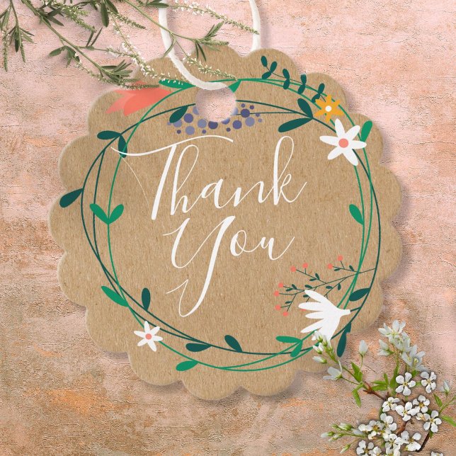 Rustic Boho Elegant Floral Garland Vielen Dank Geschenkanhänger (Rustic Boho Elegant Floral Garland Thank You Favor Tags)