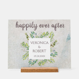 Rustic Boho Eukalyptus Greenerity Hochzeitsempfang Acrylschild
