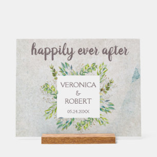 Rustic Boho Eukalyptus Greenerity Hochzeitsempfang Acrylschild