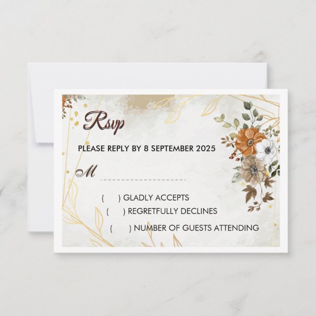 Rustic Boho Fall floral RSVP Card anpassen Karte (Vorderseite)