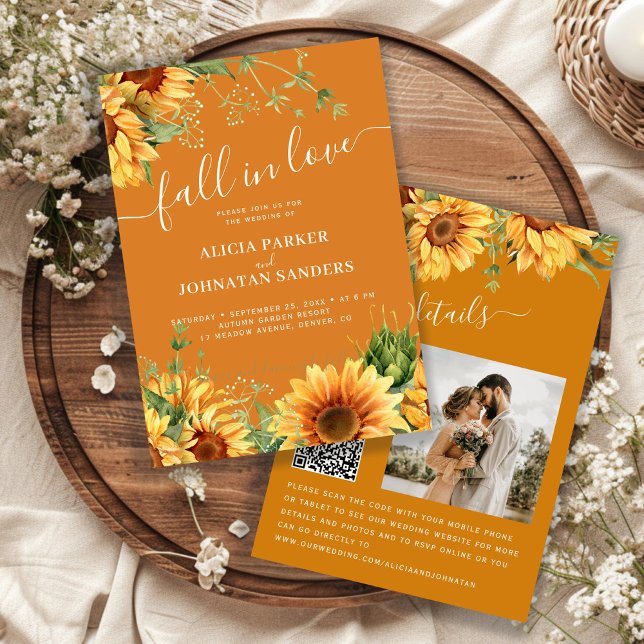 Rustic boho Fall in Love photo wedding Einladung (Von Creator hochgeladen)