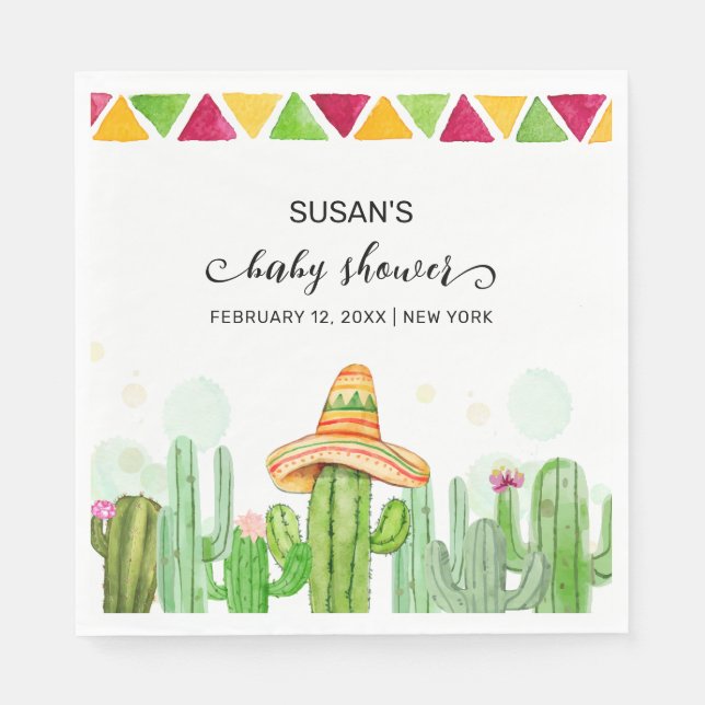 Rustic Boho Fiesta Cactus Taco 'Bout A Baby Shoote Serviette (Vorderseite)
