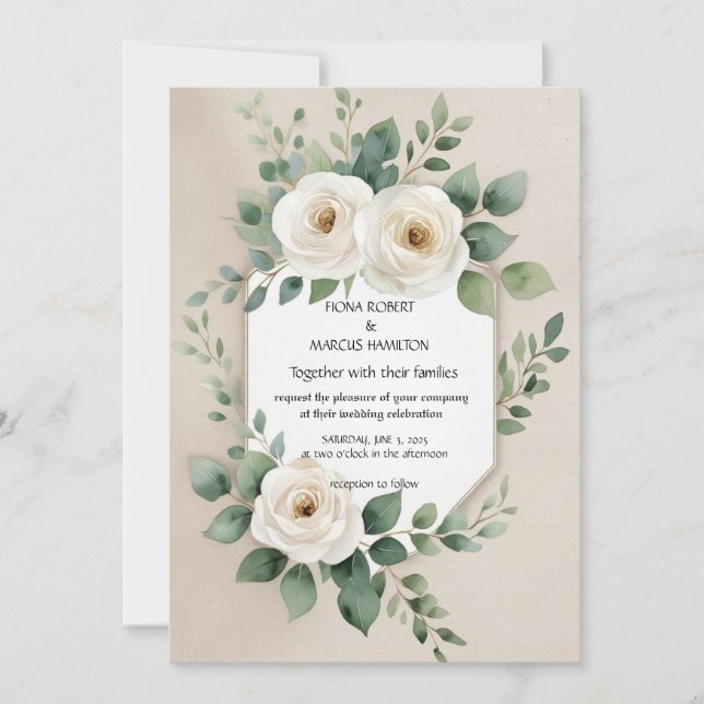 Rustic Boho Floral Elegante Hochzeit Einladung (Vorderseite)