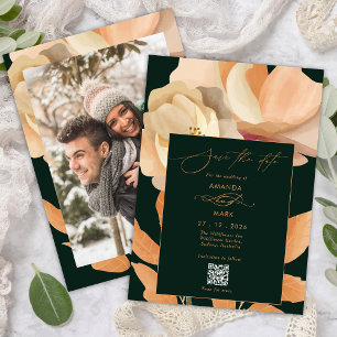 Rustic Boho Floral Green Save the Date Einladung