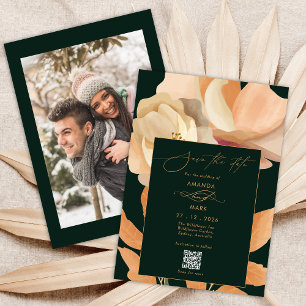 Rustic Boho Floral Green Save the Date Einladung