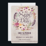Rustic Boho Floral Save the Date Einladung<br><div class="desc">Save the Date Einladung mit herrlichen böhmischen Blume in Aquarellfarben</div>