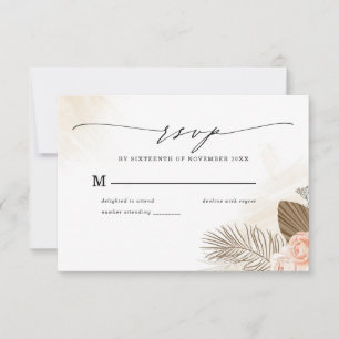 Rustic Boho Floral Terracotta Wedding RSVP Card Karte